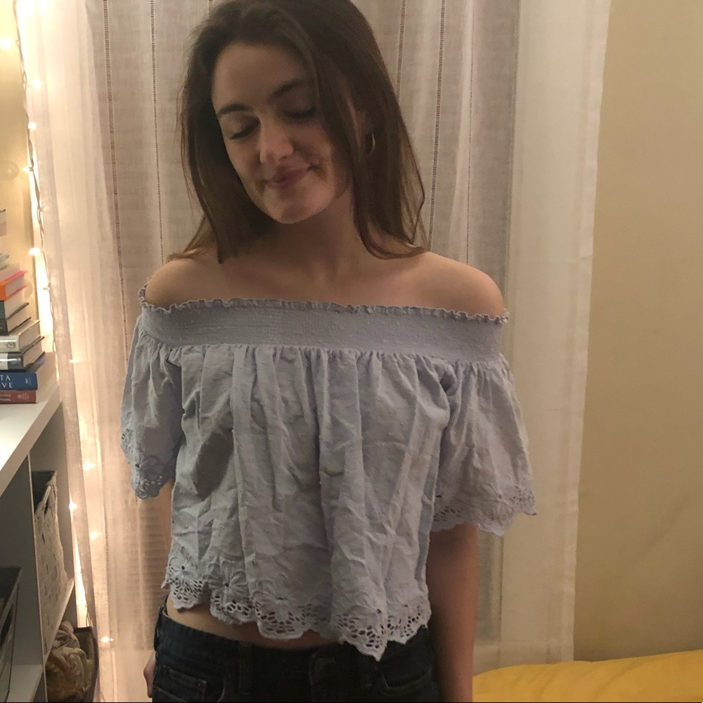 Off the shoulder top ruffle eyelet tularosa
